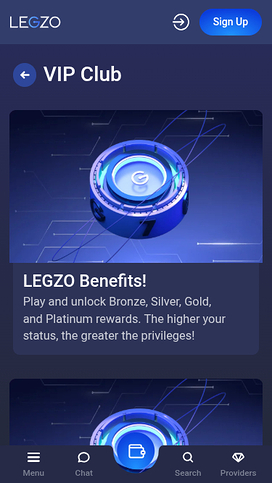 Programa VIP móvil de Legzo Casino