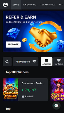 Leon Casino Mobile Homepage