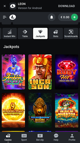 Leon Casino Mobile Jackpot