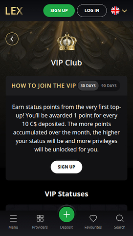 Lex Casino Mobile VIP Program