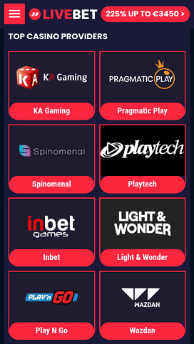 Livebet Casino Mobile Game Developers