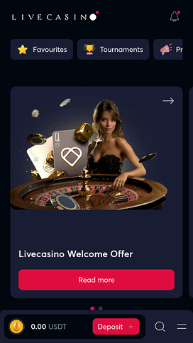 Livecasino Mobile Homepage