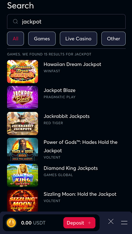 Livecasino Mobile Jackpot