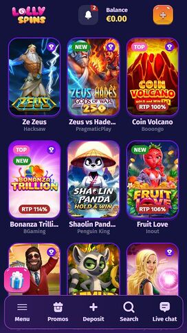 Juegos móviles de Lolly Spins Casino