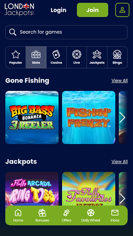 London Jackpots Casino Mobile Games