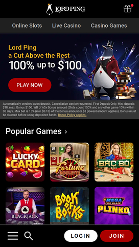 Lord Ping Casinos mobila hemsida