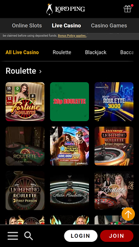 Lord Ping Casino Mobil Live Dealer