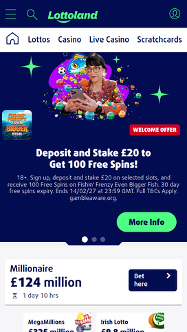 Lottoland Casino Mobile Homepage