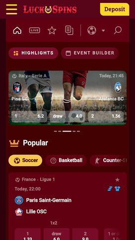 Luck Of Spins Casino Mobile Sports