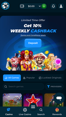 Luckiest Mobile Homepage