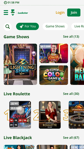 Luckster Casino Mobile Live Dealer