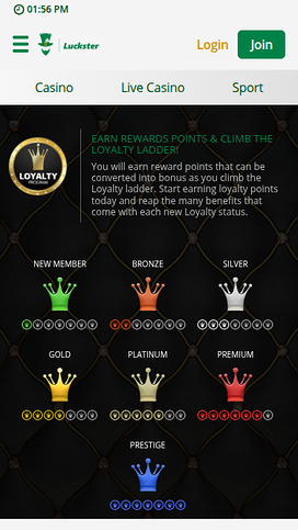 Luckster Casino Mobile VIP Program