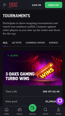 Lucky Circus Casino Mobile Tournaments