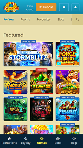 Lucky Emperor Casino Mobile Homepage