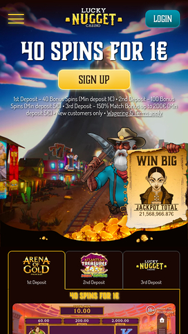Lucky Nugget Casino Mobile Homepage