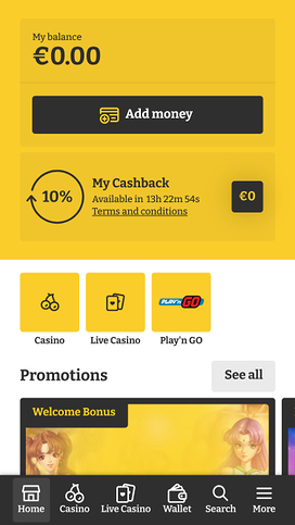 Lucky Spins Mobile Homepage