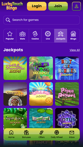 Lucky Touch Bingo Mobile Jackpot 