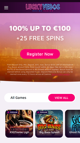 Lucky Vegas Casino Mobile Homepage