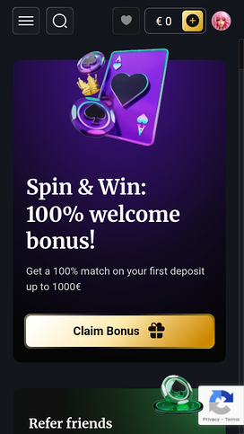 Página de inicio móvil de Lucky Wells Casino