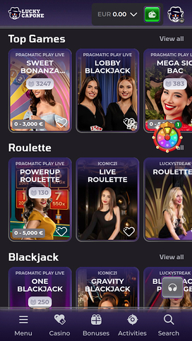 Casino móvil con crupier en vivo Lucky Capone