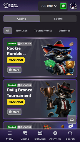 Promociones móviles del casino Lucky Capone