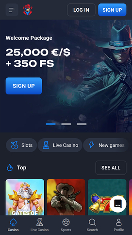 Luckyhunter Mobile Homepage