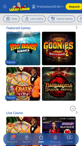 LuckyLouis Casino Mobile Games