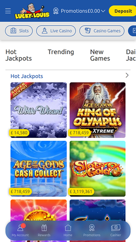LuckyLouis Casino Mobile Jackpot