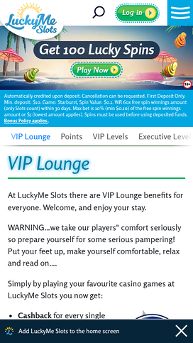 LuckyMe Slots Casino Mobilt VIP-program