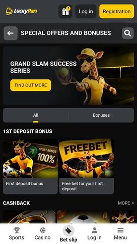 Página móvil de promociones de LuckyPari Casino