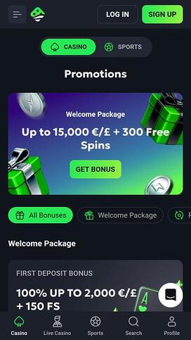 Página móvil de promociones de LuckyWave Casino