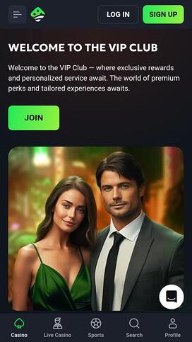 Página móvil VIP de LuckyWave Casino