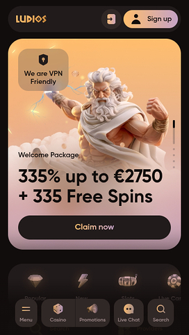 Homepage screenshot of Ludios Casino for Mobile