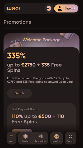 Promotions screenshot of Ludios Casino for Mobile