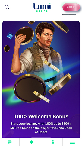 Lumi Casino Mobile Homepage