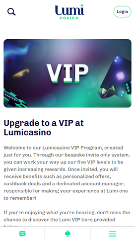 Lumi Casino Mobile VIP Program
