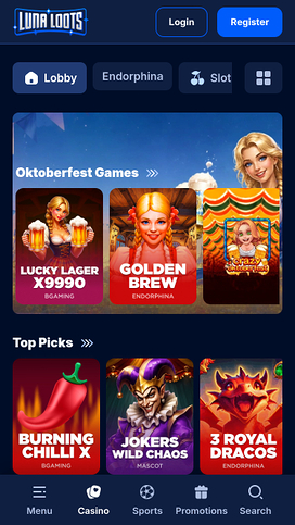 LunaLoots Casino Mobile Games