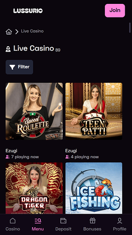 Lussurio Casino Mobile Live Dealer