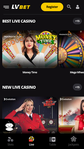 Casino móvil con crupier en vivo de LV Bet