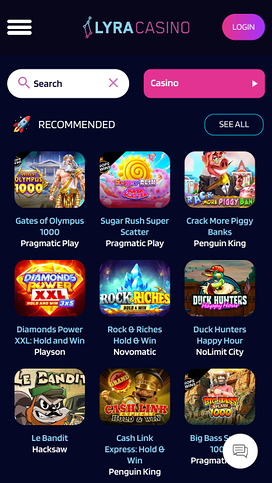 Lyra Casino Mobile Games