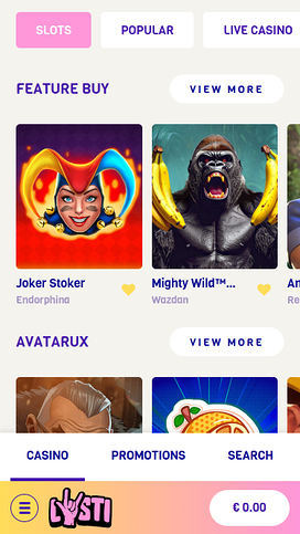 Lysti Casino Mobile Games