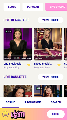 Lysti Casino Mobile Live Dealer