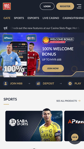 M88 Casino Mobile Homepage