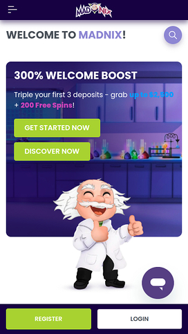 Madnix Casino Mobile Homepage