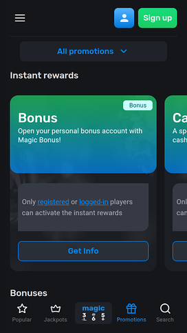 Magic365 Casino Promotions Mobile