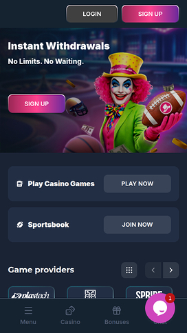 Magicianbet Casino Mobile Homepage