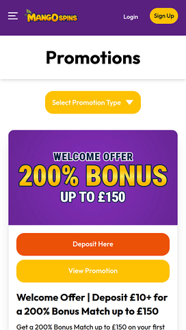 Mango Spins Casino Mobile Promotions