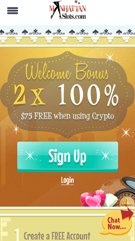 Manhattan Slots Casino Mobile Homepage