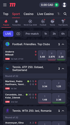 Deportes electrónicos móviles del casino MarathonBet