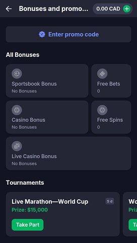 Promociones móviles del casino MarathonBet